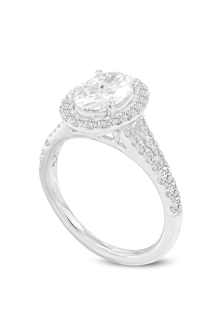 Claudia 14K White Gold Oval Lab Grown Diamond Halo Engagement Ring - 2 Ct, Main, color, 14K White Gold