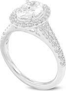 LuvMyJewelry Claudia 14K White Gold Oval Lab Grown Diamond Halo Engagement Ring - 2 Ct