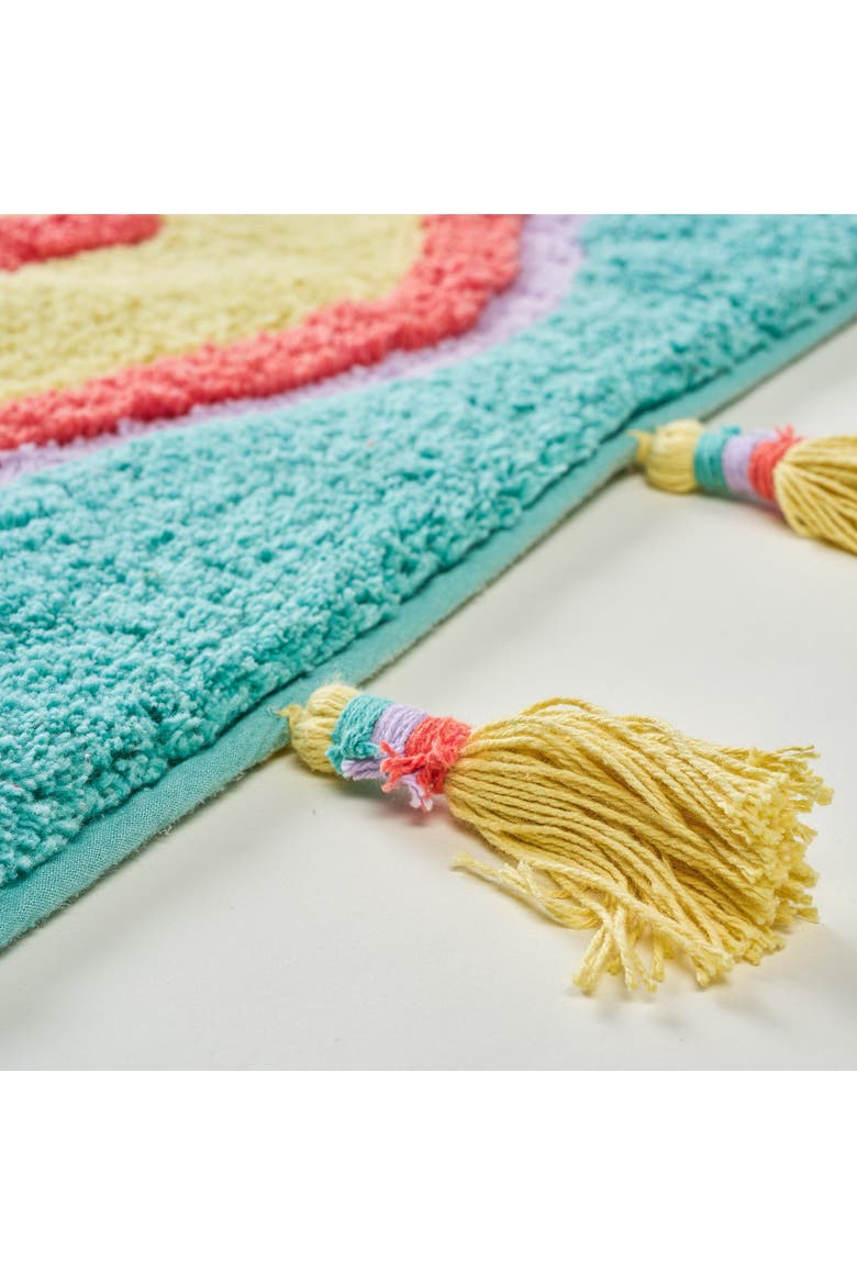 Punjab Bonjour Tasseled 100% Cotton Bath Mat Spa-Inspired, Alternate, color, Yellow - Green