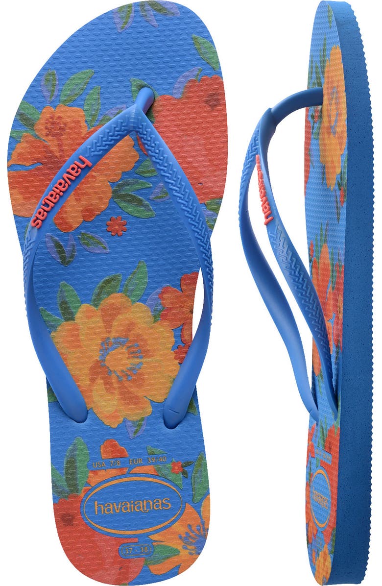 Havaianas Slim Summer Bliss Flip Flop, Alternate, color, Brilliant Blue