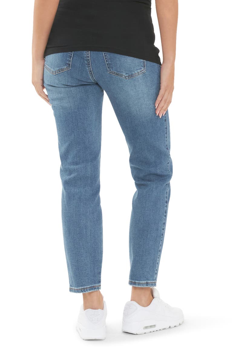 Dylan Distressed Straight Leg Maternity Jeans, Alternate, color, BLUE