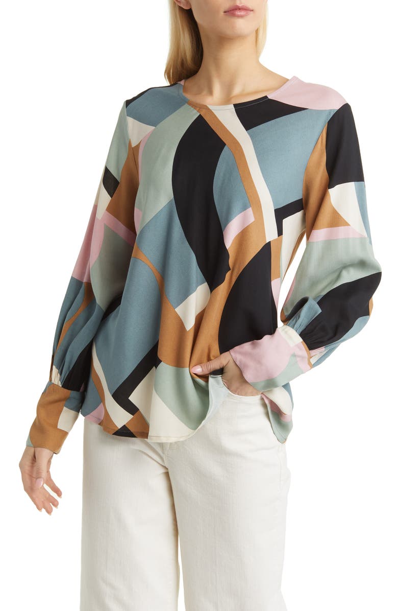 Masai Copenhagen Drisa Abstract Print Long Sleeve Top, Main, color,