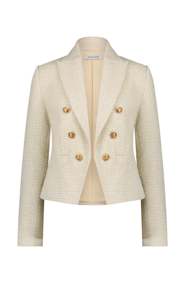 The Noli Shop Gabrielle Tweed Double Breasted Blazer, Alternate, color, Beige