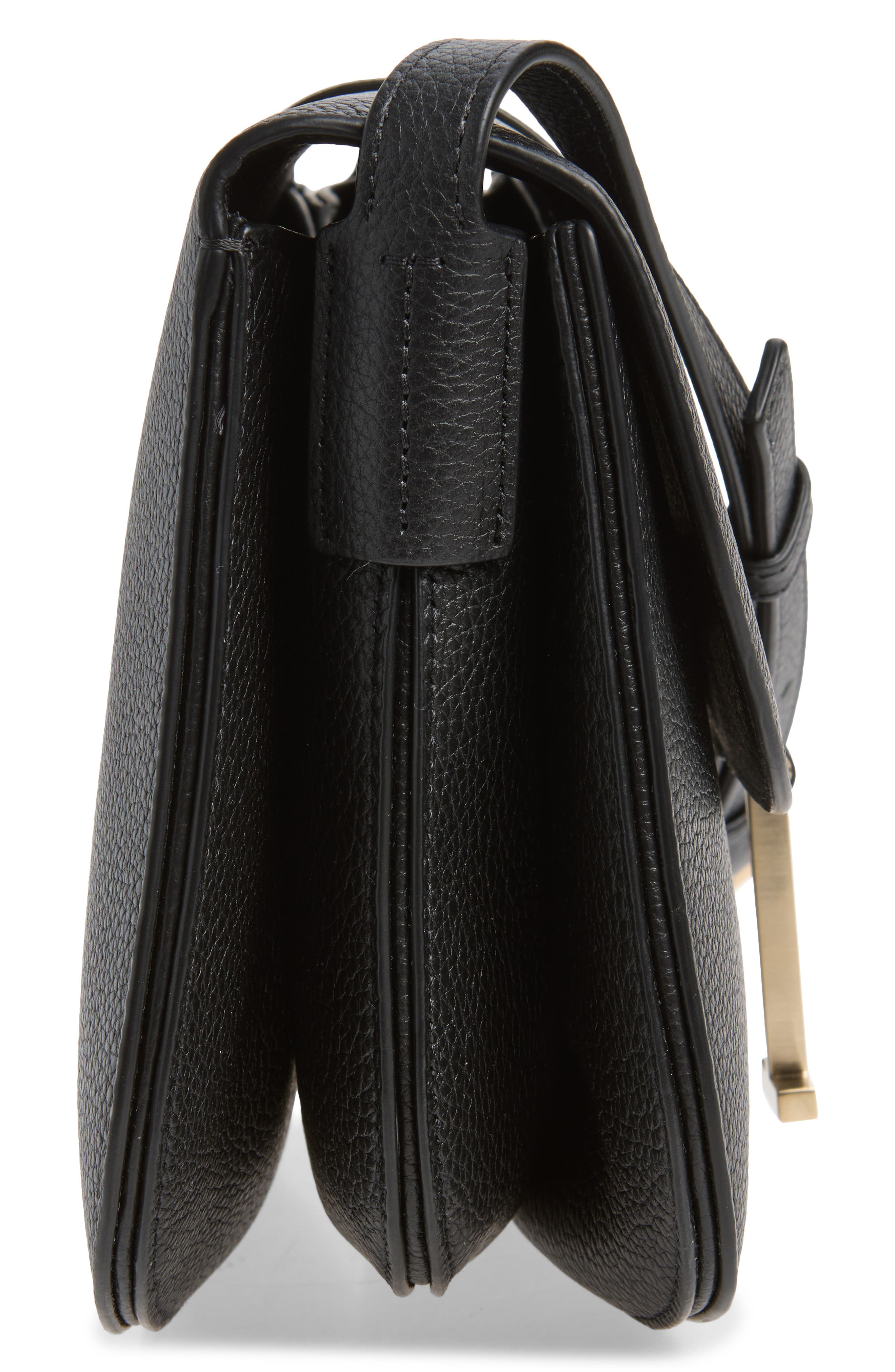 Small Kara Grain Leather Crossbody Bag, Alternate, color, BLACK