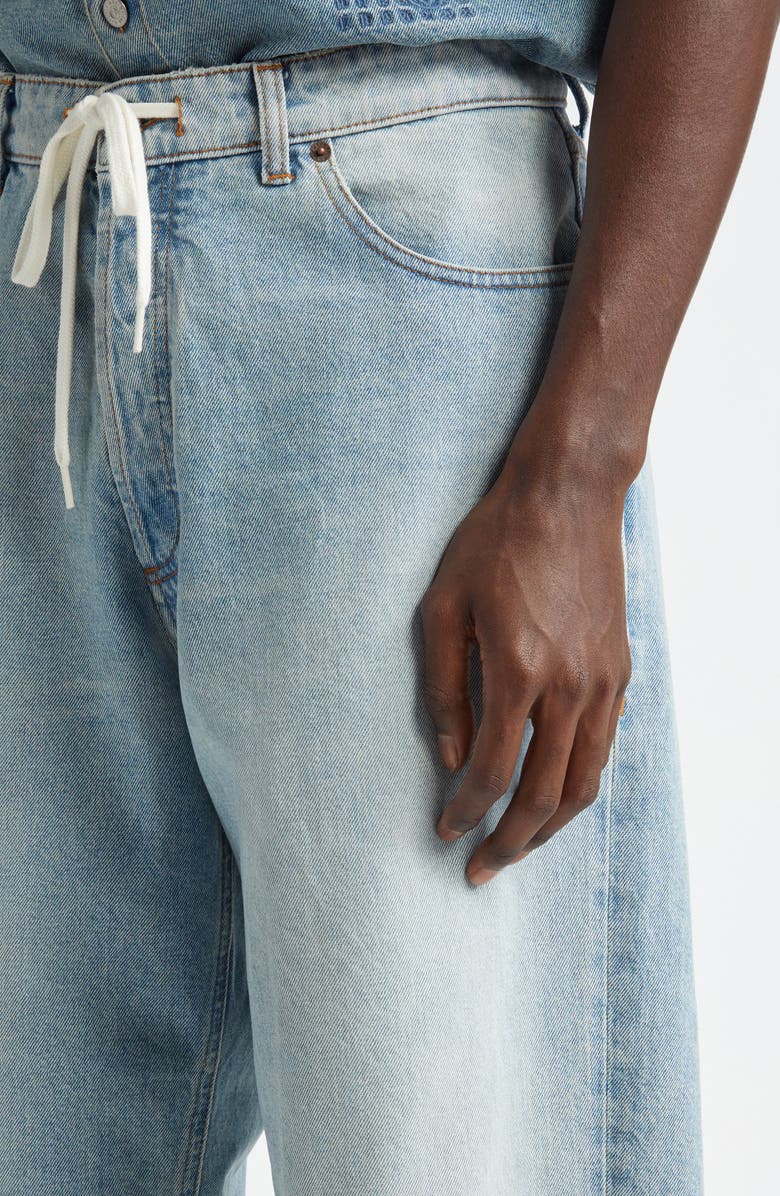 MM6 Maison Margiela Fray Hem Drawstring Denim Bermuda Shorts, Alternate, color, 