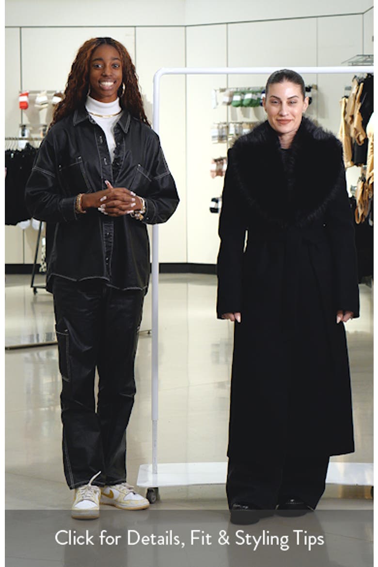 Dolce Wool Blend Wrap Coat with Removable Faux Fur Collar video