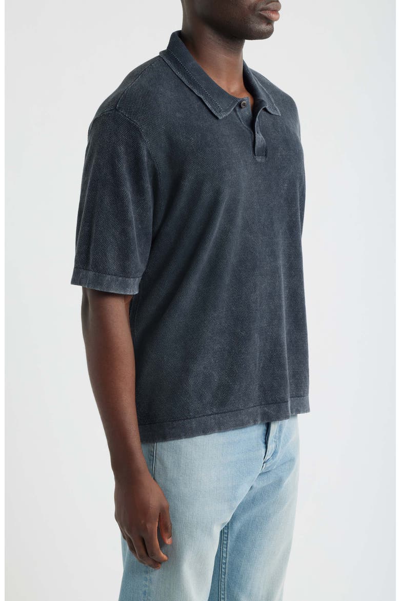 Oversize Cotton Piqué Polo, Alternate, color, BLACK