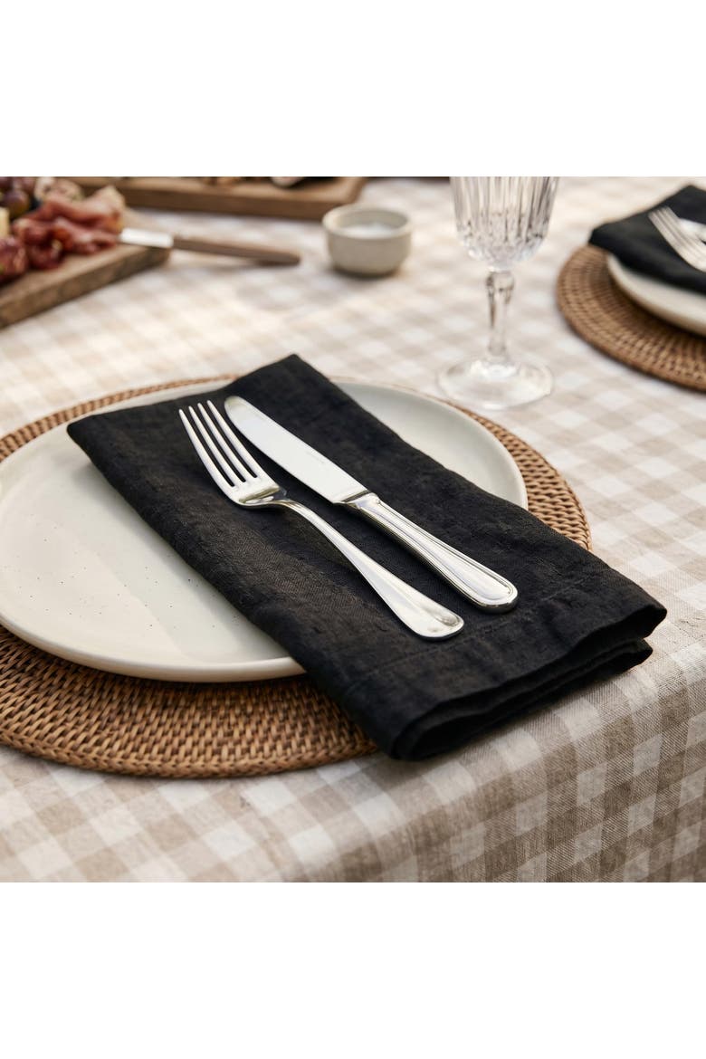 Linen Dinner Napkins Set of 4, 20" x 20", European Washed Linen, Alternate, color, Black