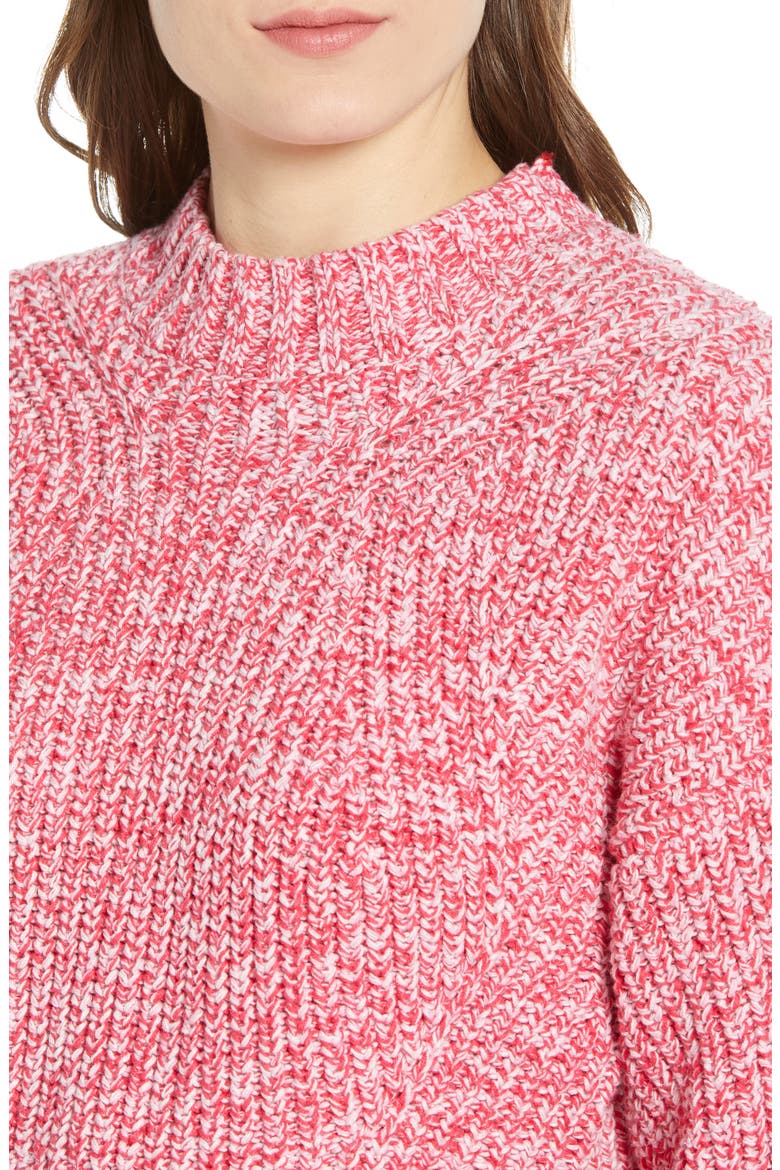 Blouson Sleeve Sweater, Alternate, color, PINK MELANGE