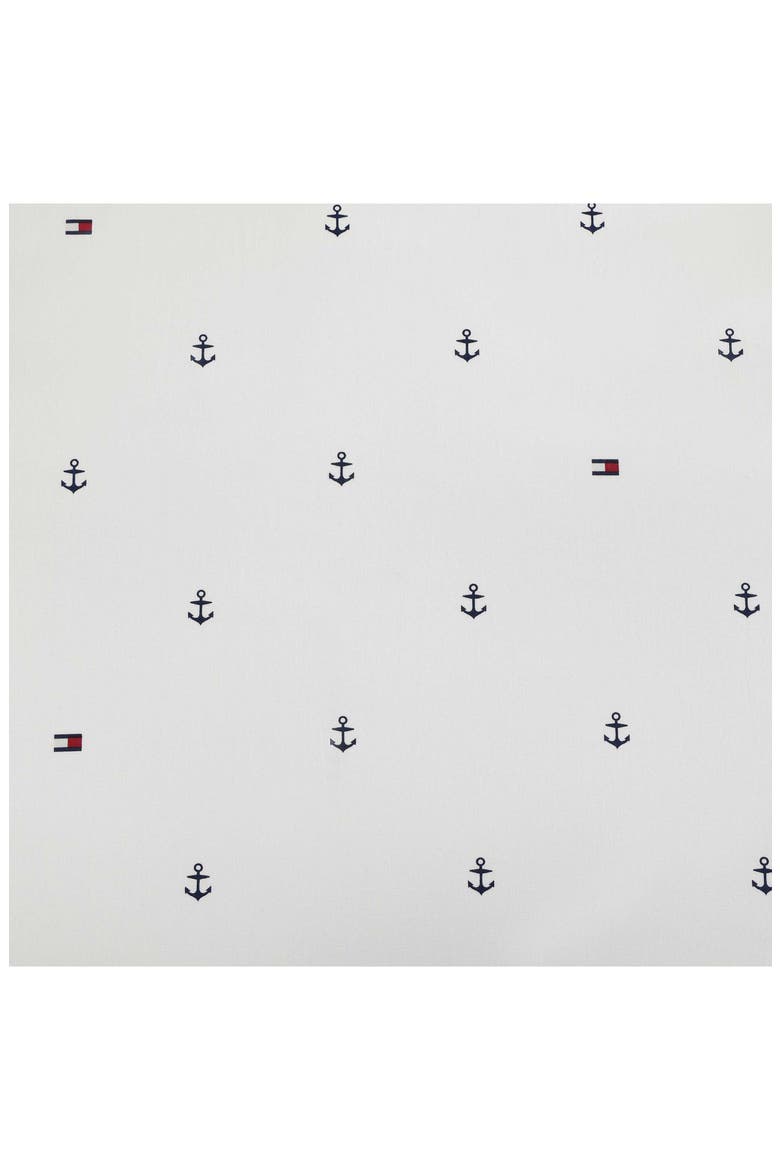 Anchor & Flag Cotton Percale Sheet Set, Alternate, color, WHITE/ DARK BLUE