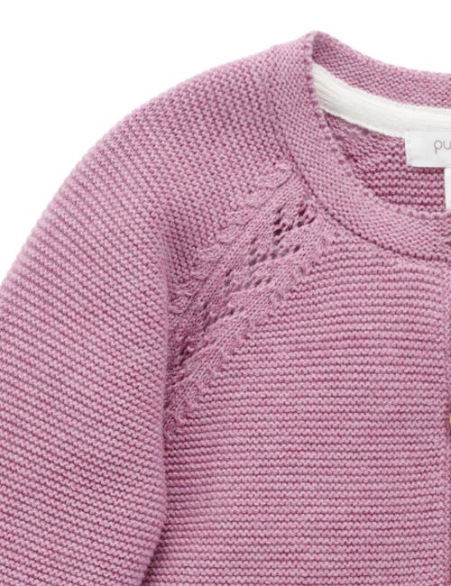 Purebaby Scalloped Cardigan In Purple