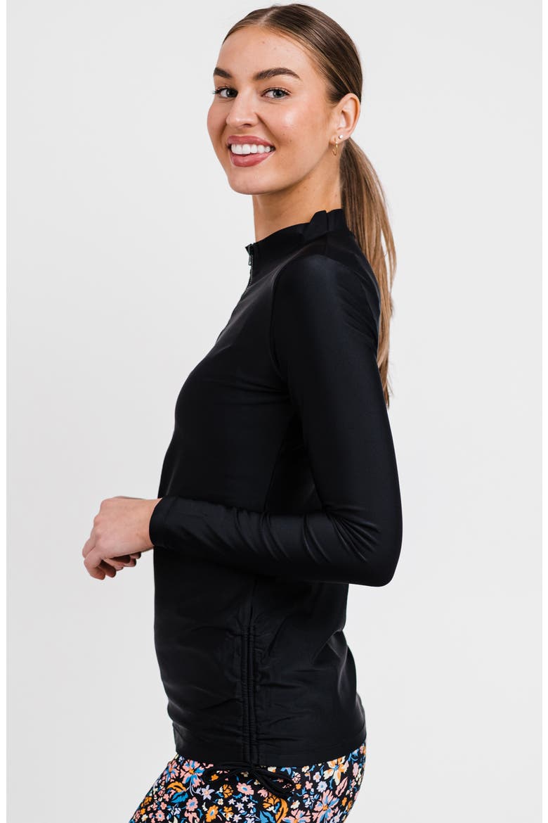 Half-Zip Nora Swim Top, Alternate, color, Black