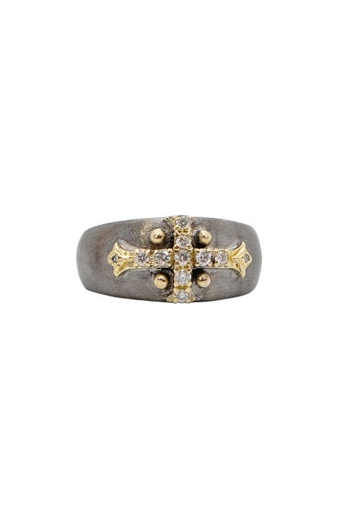 Old World Diamond Cross Ring