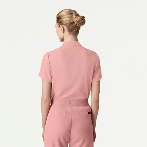 Jaanuu 1-pocket Classic Banded Collar Scrub Top In Pink