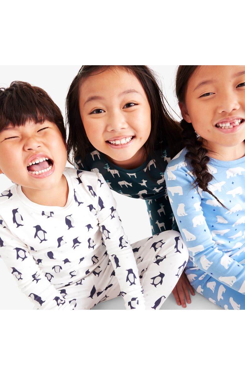 Primary Kids Organic Long Sleeve Pj Top In Holiday Animal Friends, Alternate, color, 