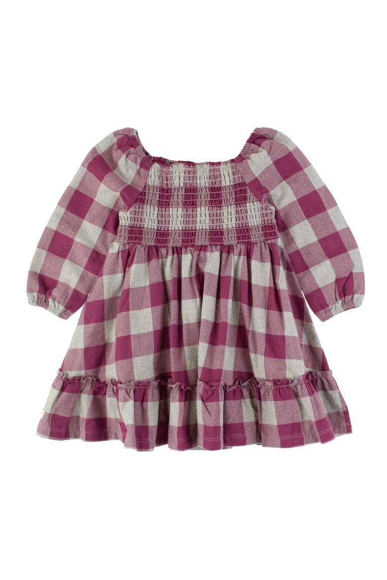 Girls Long Sleeve Smocked Ruffle Hem Dress, Alternate, color, Hartford Plaid