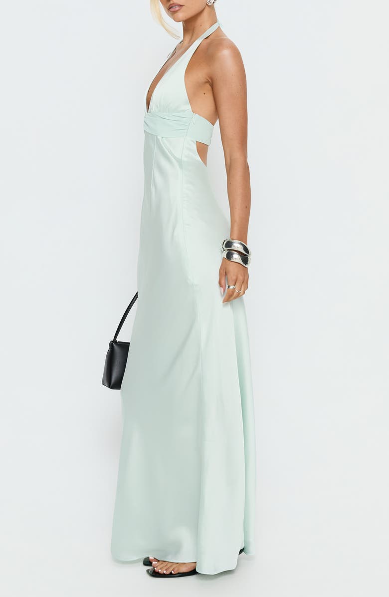 Princess Polly Odyssa Satin Halter Gown, Alternate, color, 