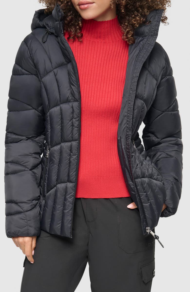 DKNY Cire Packable Hooded Puffer Jacket, Main, color, 