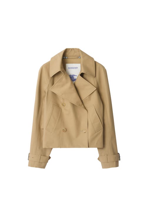Burberry Cropped Cotton Trench Jacket In Brown