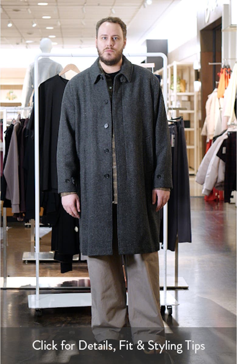 Balmacaan Herringbone Recycled Wool Blend Coat, sales video thumbnail