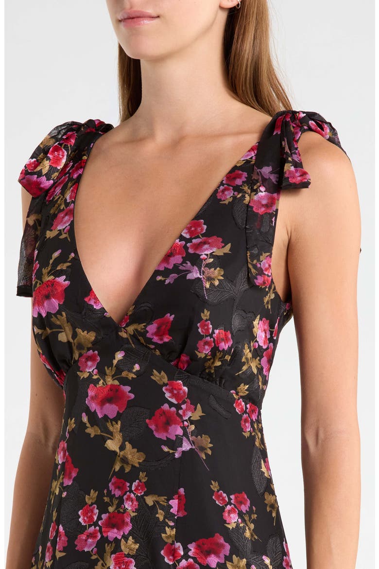 Tinsley Tie Strap Ruffle Dress, Alternate, color, BLACK FLORAL MULTI