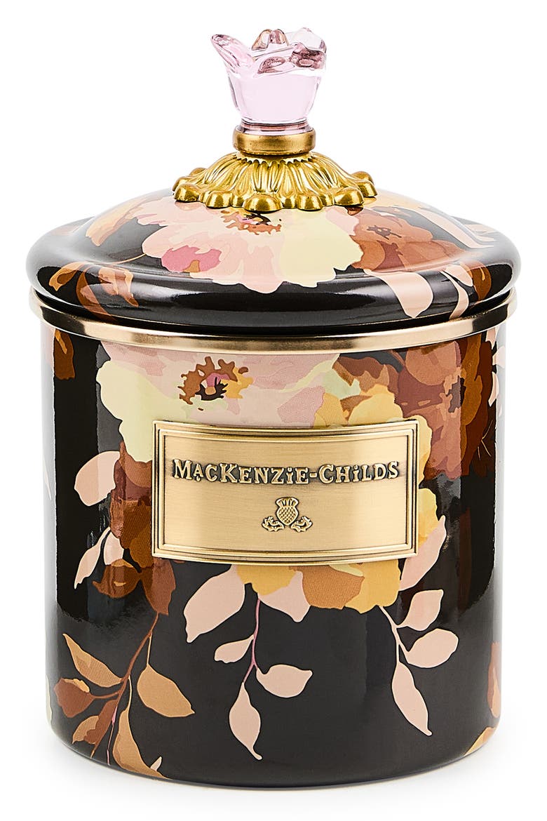 Wild Rose Small Enameled Steel Canister, Main, color, BROWN