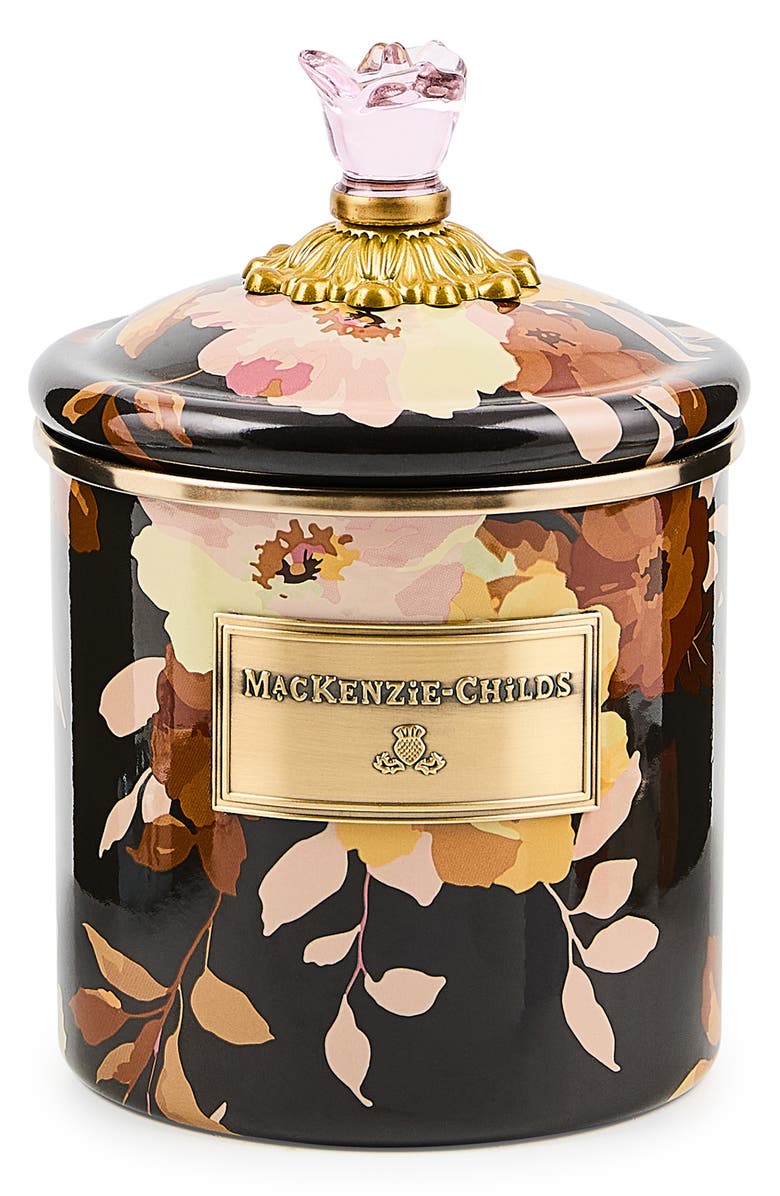 MACKENZIE CHILDS Wild Rose Small Enameled Steel Canister, Main, color, Brown