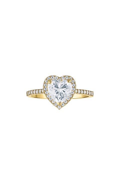 10K Yellow Gold Moissanite Heart Halo Ring