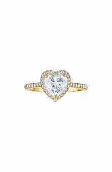FZN 10K Gold Lab Grown Moissanite Heart Halo Ring