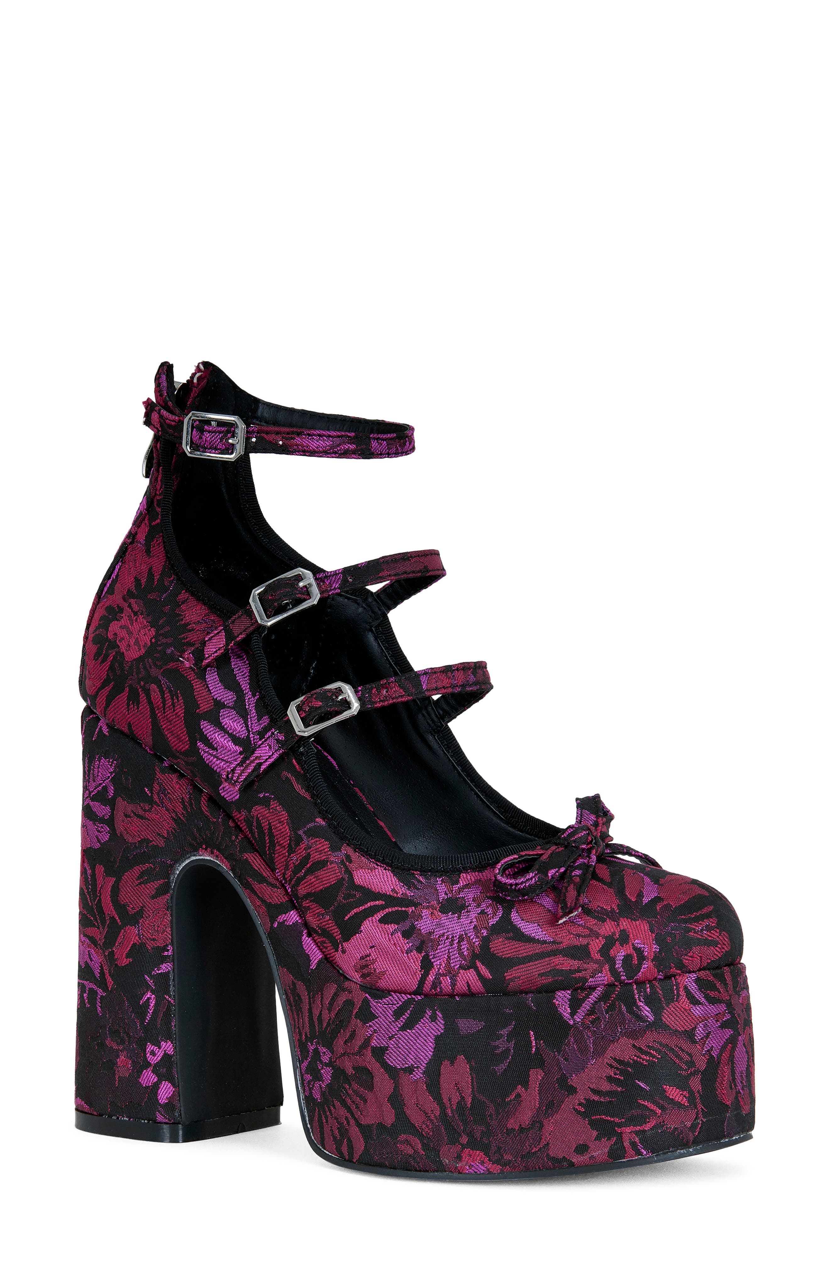 AZALEA WANG Sprout Ankle Strap Platform Pump, Main, color, Red Multi