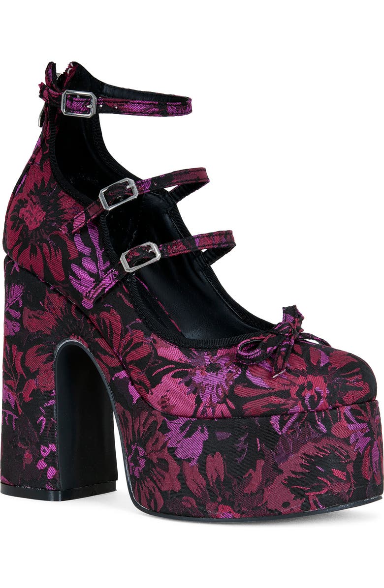 AZALEA WANG Sprout Ankle Strap Platform Pump, Main, color, Red Multi