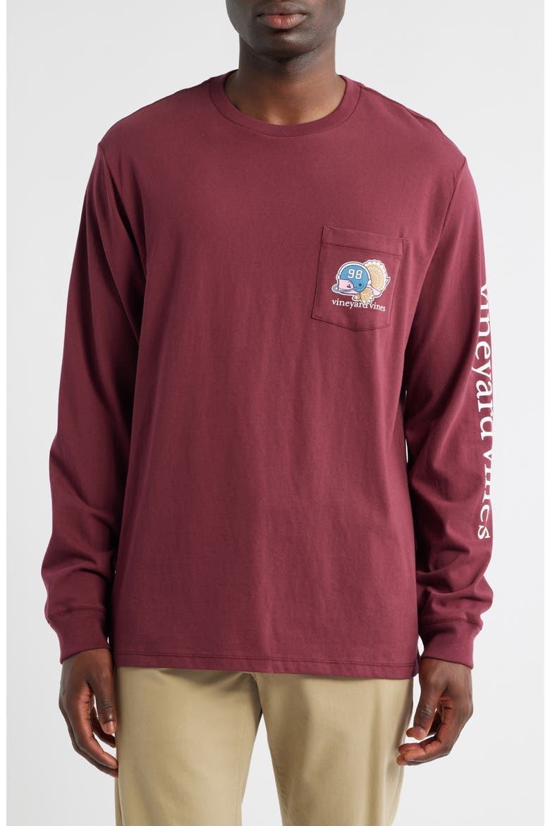 Football Turkey Long Sleeve Cotton Graphic T-Shirt, Main, color, CRIMSON