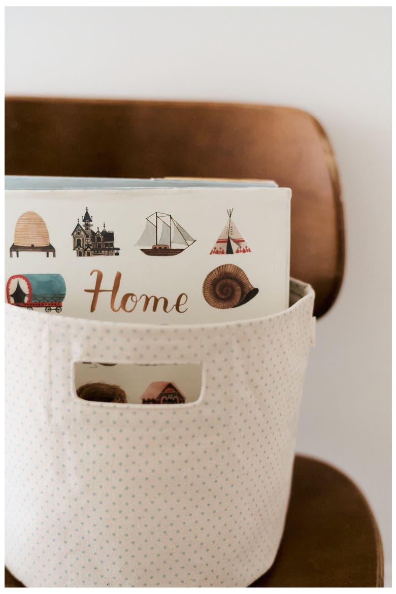 Mini Cotton Canvas Basket, Alternate, color, PIN DOT SEA