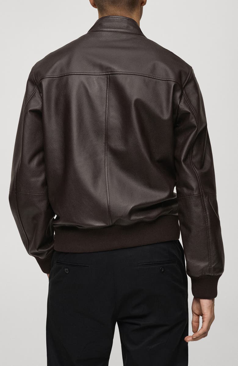 MANGO Leather Biker Jacket, Alternate, color, 