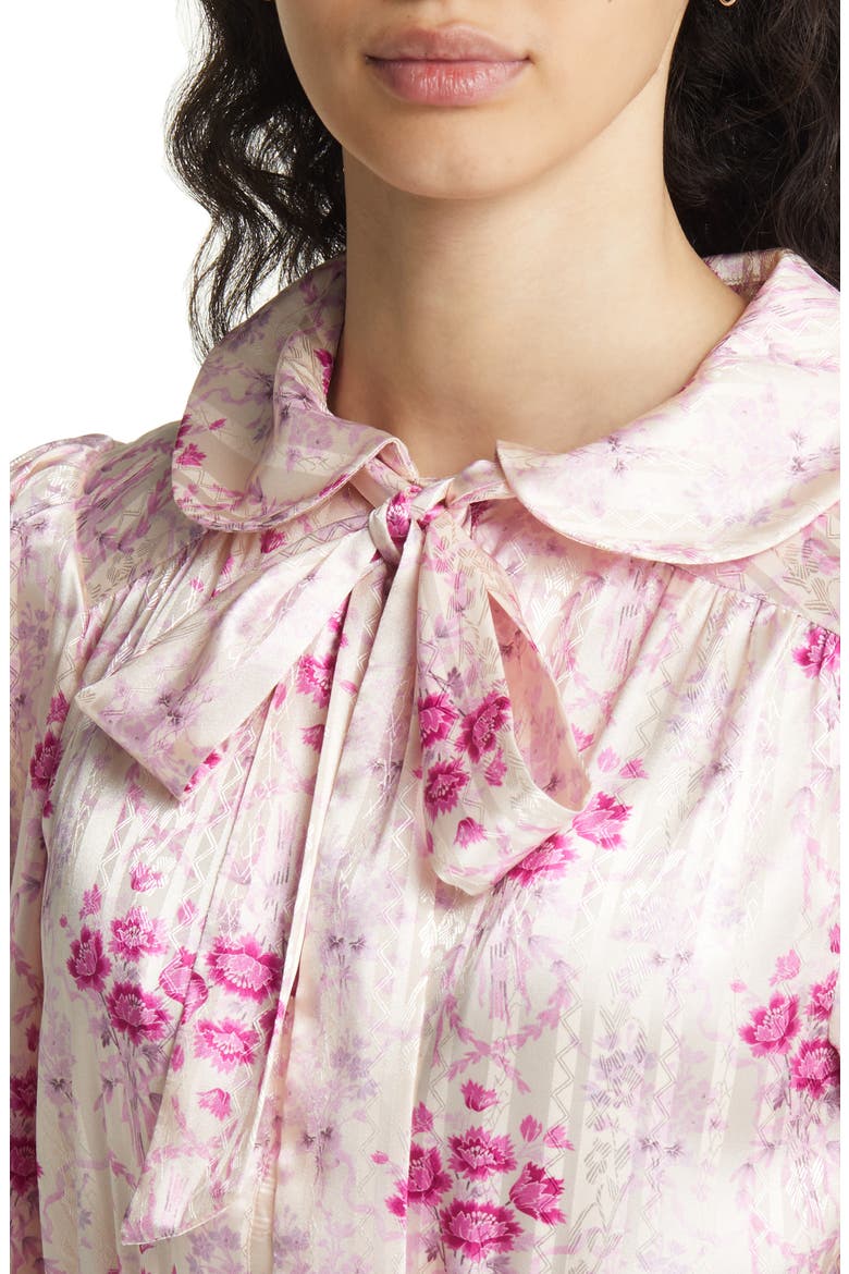 Daly Floral Long Sleeve Satin Minidress, Alternate, color, ORCHID BLAST