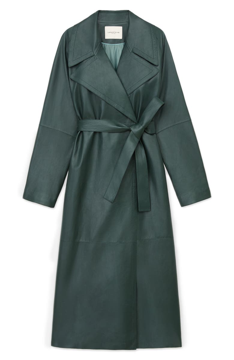 Lafayette 148 New York Napa Lambskin Leather Trench Coat, Alternate, color, 