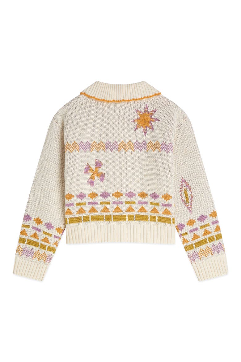 Kids' Dropped Shoulder Cardigan, Alternate, color, EGGNOG / AFRICAN VIO