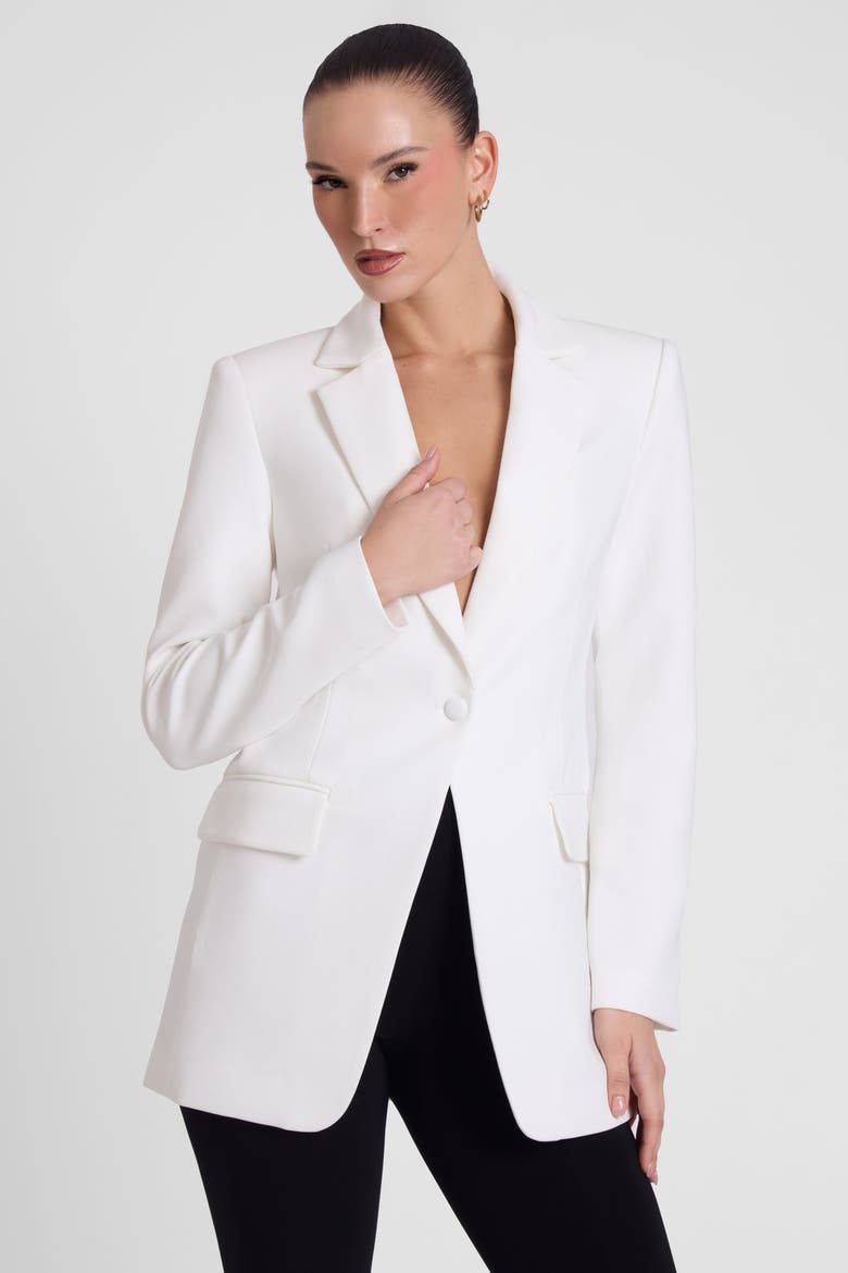 Classic Column Tailored Belted Blazer, Alternate, color, White