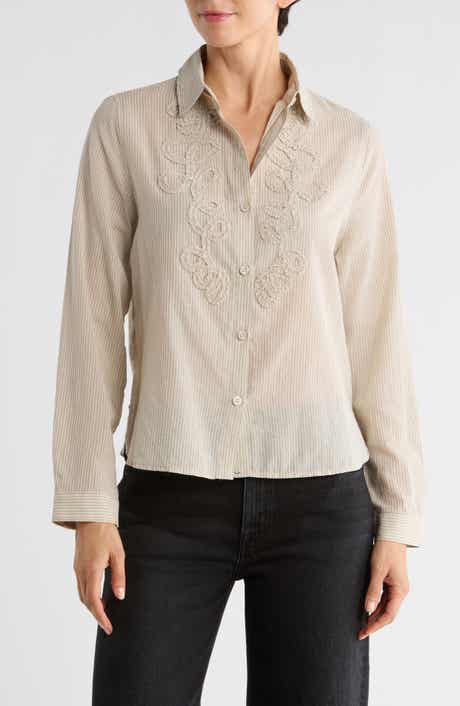 MAX STUDIO Stripe Appliqué Button-Up Shirt