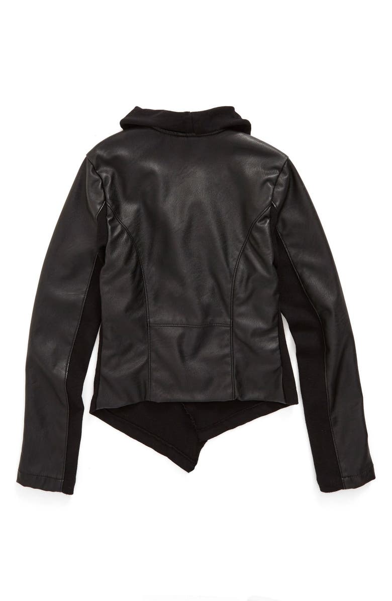 BLANKNYC 'Private Practice' Drape Front Faux Leather Jacket, Alternate, color, 