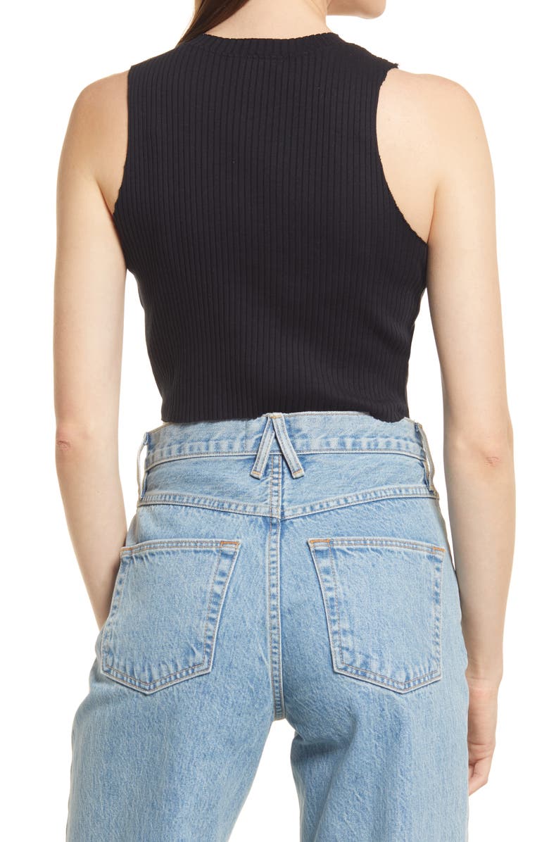 Topshop Wide Rib Cotton Blend Crop Tank Top, Alternate, color,
