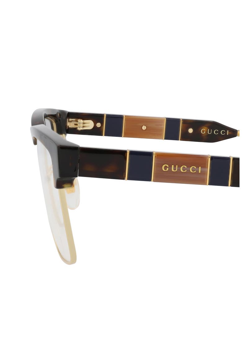 52mm Half Rim Square Optical Frames, Alternate, color, HAVANA HAVANA TRANSPARENT