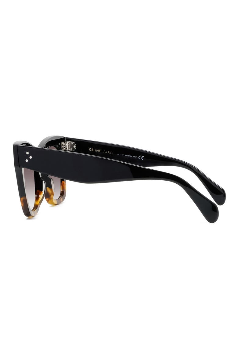 50mm Gradient Bold 3 Dot Cat Eye Sunglasses, Alternate, color, BLACK/ HAVANA