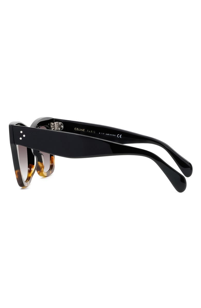 CELINE 50mm Gradient Bold 3 Dot Cat Eye Sunglasses, Alternate, color, Black/ Havana