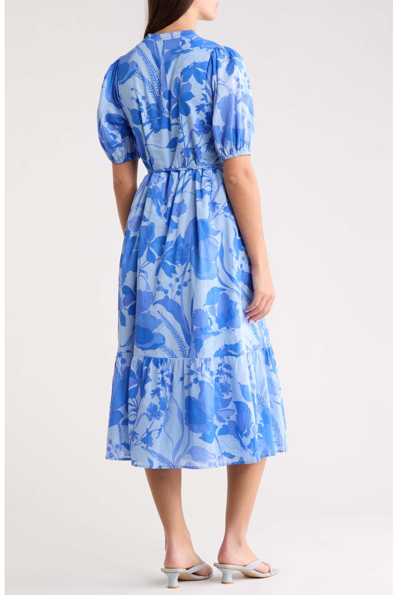 Veran Floral Button-Up Tiered Cotton Shirtdress, Alternate, color, LIGHT BLUE MULTI