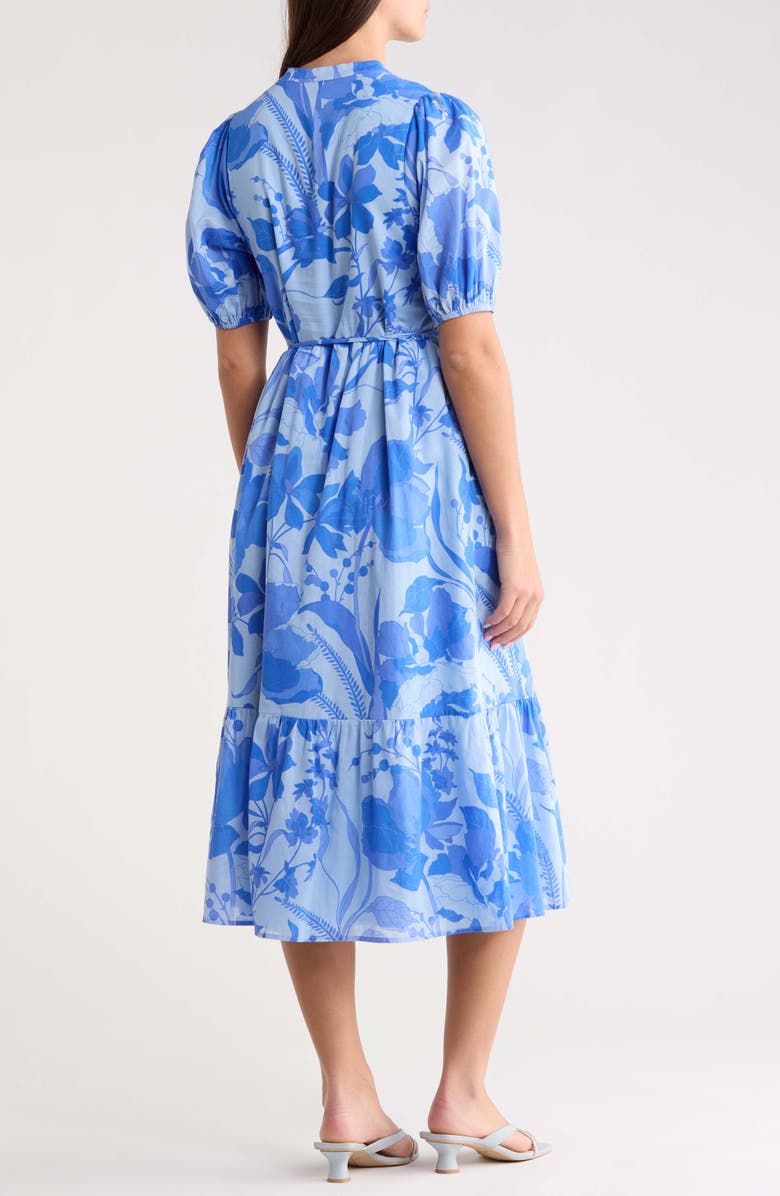 SUGARLIPS Veran Floral Button-Up Tiered Cotton Shirtdress, Alternate, color, Light Blue Multi