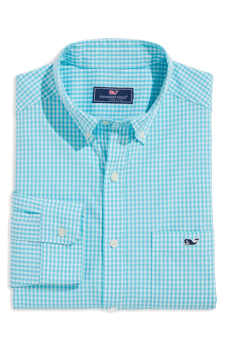 vineyard vines Gingham Stretch Poplin Button-Down Shirt, Main, color, 