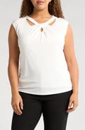 KASPER Cap Sleeve Criss-Cross Detail Jersey Top