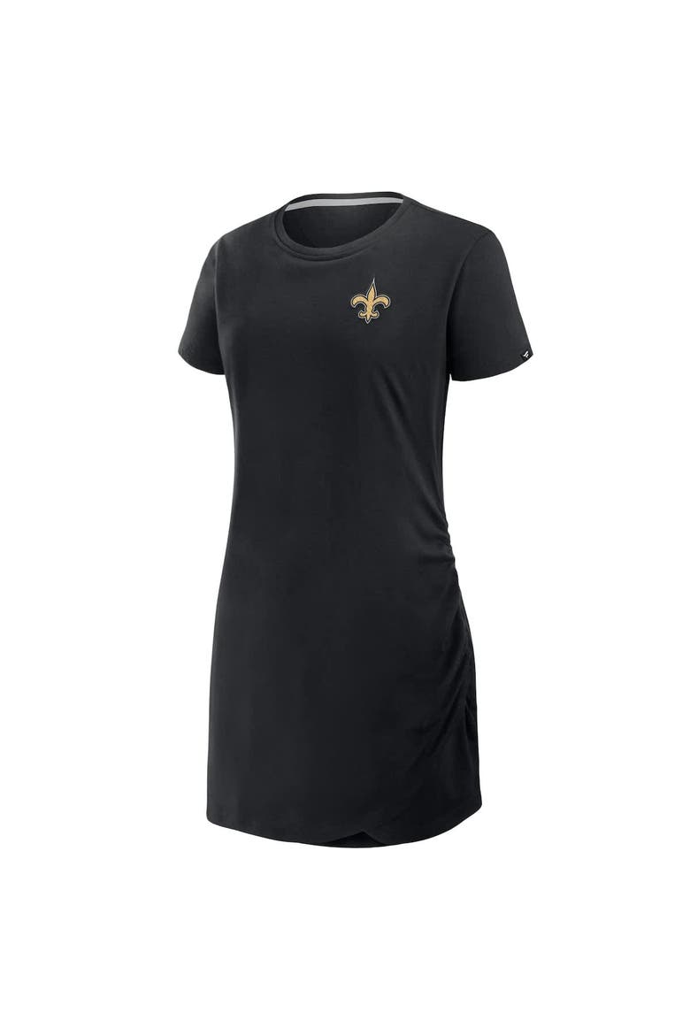 Women's Fanatics Black New Orleans Saints Ruched Drape T-Shirt Dress, Alternate, color, Black