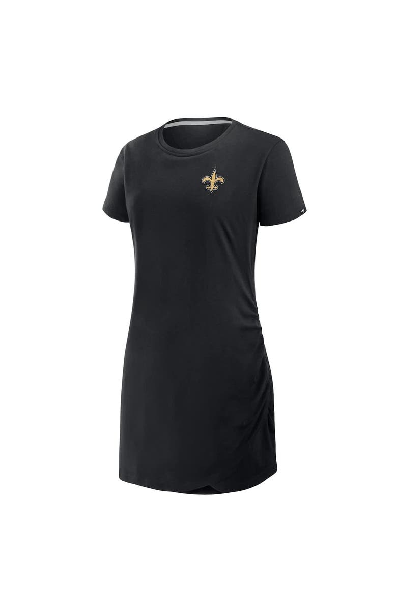 FANATICS Women's Fanatics Black New Orleans Saints Ruched Drape T-Shirt Dress, Alternate, color, Black